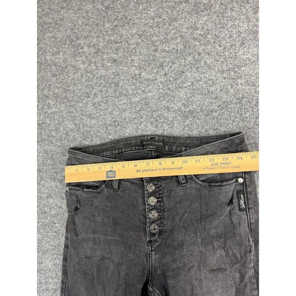 Silver Skinny Jeans Women's 28 Denim Button Fly Distressed Mid Rise Raw Hem - Picture 3 of 15